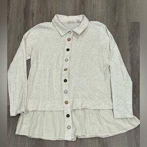 Soft Surroundings Medium Collared Fun Button Front Super Soft Blouse Top Shirt